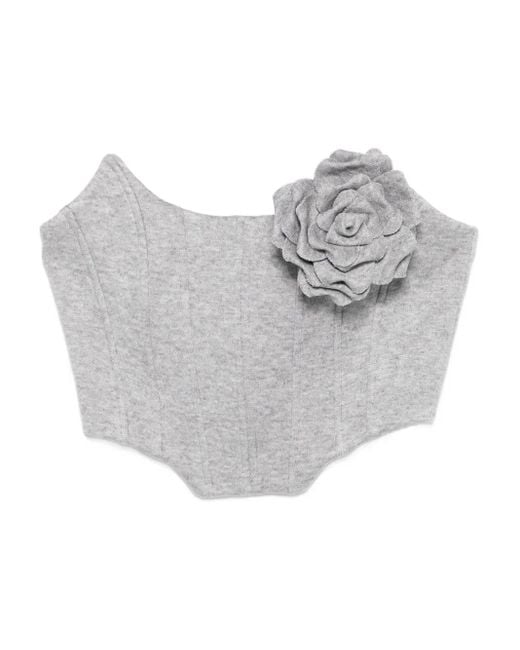 GIUSEPPE DI MORABITO Gray Rose-Embellished Corset Top