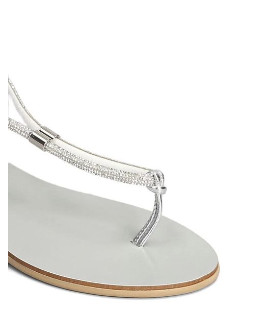 NICOLAS LAINAS White Crystal-Embellished Metallic Sandals