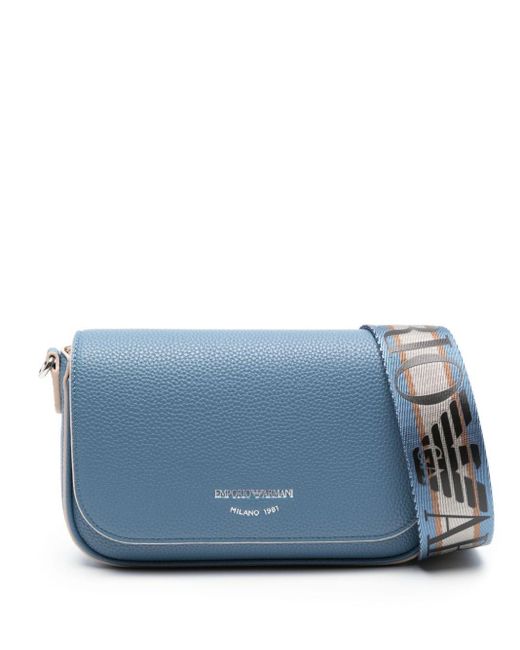 Emporio Armani Blue Logo-strap Leather Crossbody Bag