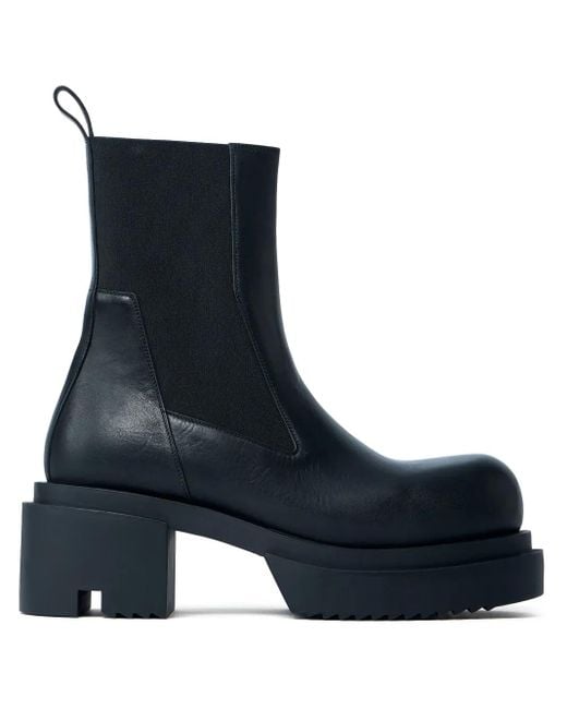メンズ Rick Owens ブロックヒール ブーツ 80mm Blue