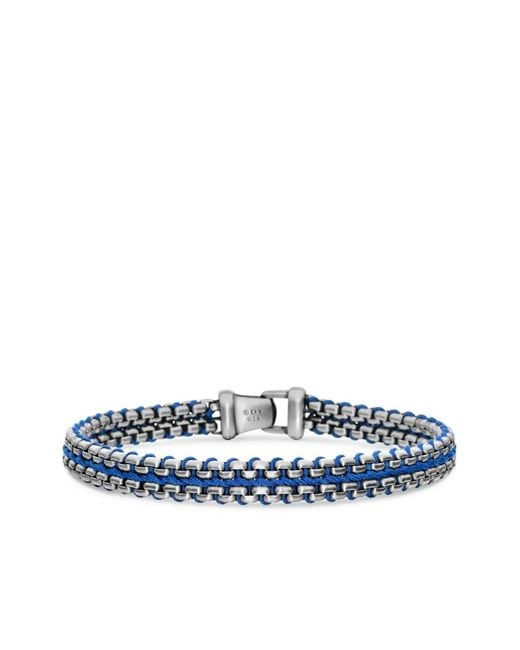 David Yurman Blue Sterling Woven Box Chain Bracelet (10Mm) for men