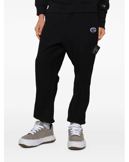 Undercover Black X Champion Logo-Patch Track Pants for men