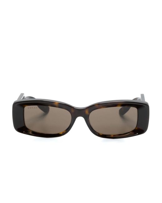 Gucci Gray Rectangle-Frame Sunglasses