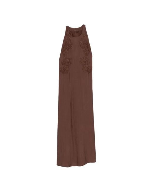 ERMANNO FIRENZE Brown Embroidered Maxi Dress