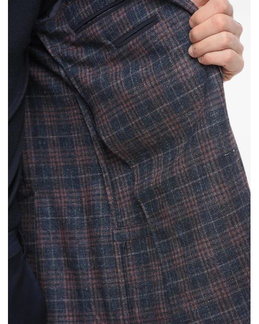 Corneliani Blue Check-Pattern Single-Breasted Blazer for men