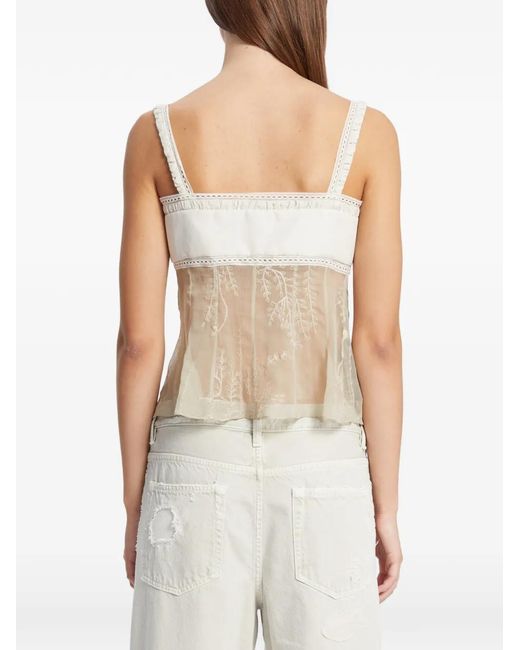 Ann Demeulemeester White Embroidered Silk Top