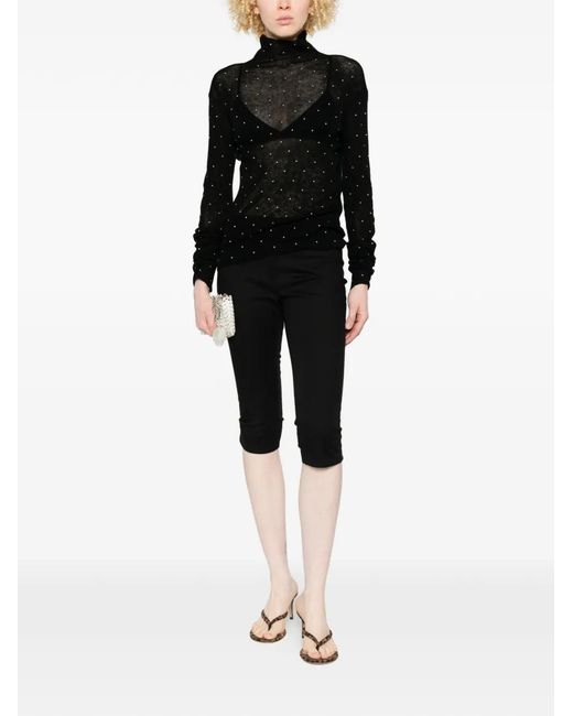 Rabanne Black Roll-Neck Top