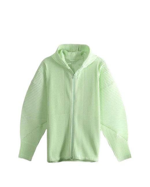 Homme Plissé Issey Miyake Green Pleated Hooded Jacket for men