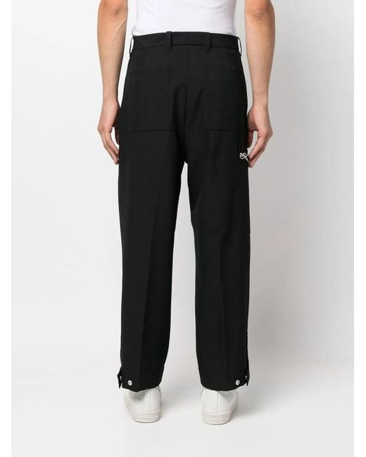 OAMC Black Zip Detail Cotton Wide-Leg Trousers for men