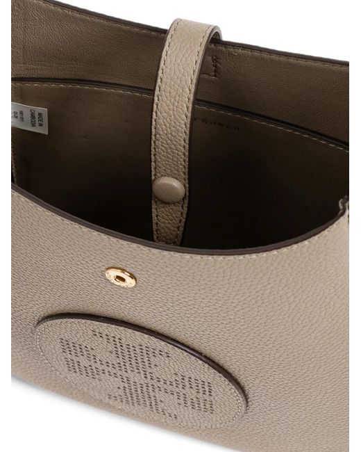 Tory Burch Natural Perforated-Logo Leather Shoulder Bag