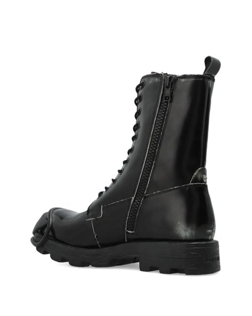 DIESEL Black D-Hammer Lace-Up Toe-Cap Boots for men