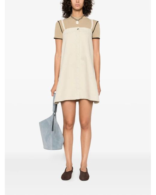 Nanushka Natural Button-Front Sleeveless Mini Dress