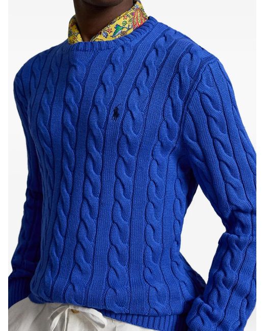 Polo Ralph Lauren Blue Cable-Knit Cotton Sweater for men