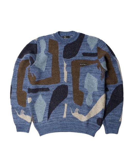by Parra Blue Detached Knitted Pullover Sweater for men