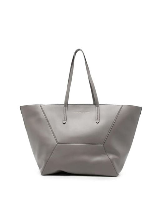 Brunello Cucinelli Gray Leather Shoulder Bag