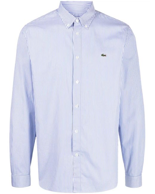 Lacoste Blue Logo-Patch Striped Cotton Shirt for men