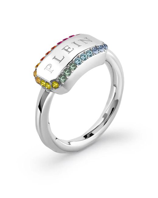 Philipp Plein Metallic Plein Tag Ring