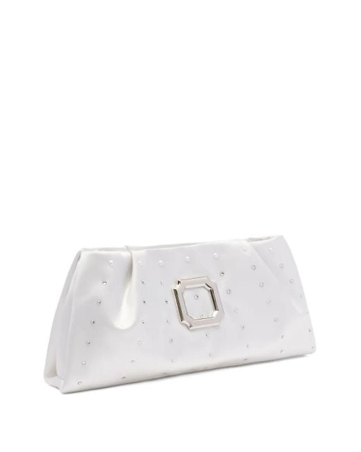 Malone Souliers White Vittoria Crystal-Embellished Clutch