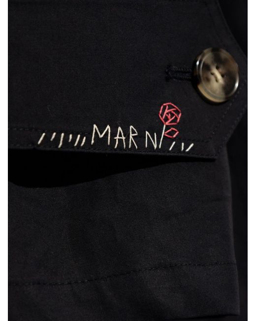 Manteau en coton à simple boutonnage Marni en coloris Black