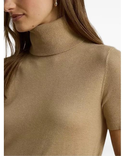 Ralph Lauren Natural Short-Sleeve Roll-Neck Sweater