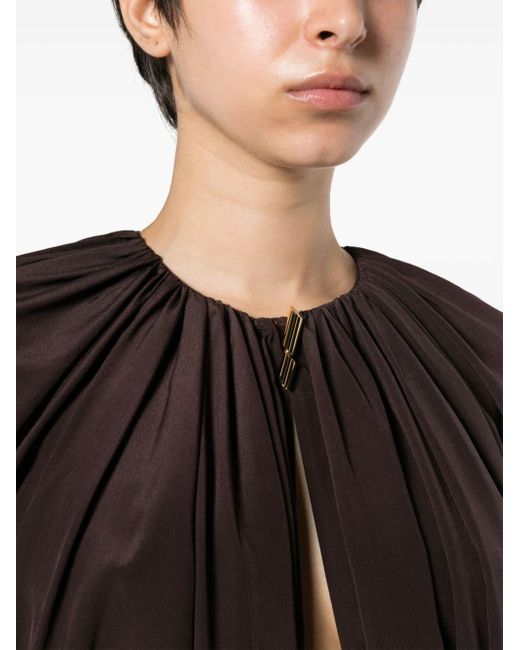 Lanvin Black Gathered-neckline Silk Blouse