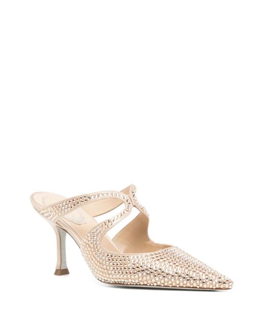 Rene Caovilla White 90Mm Crystal-Embellished Mules