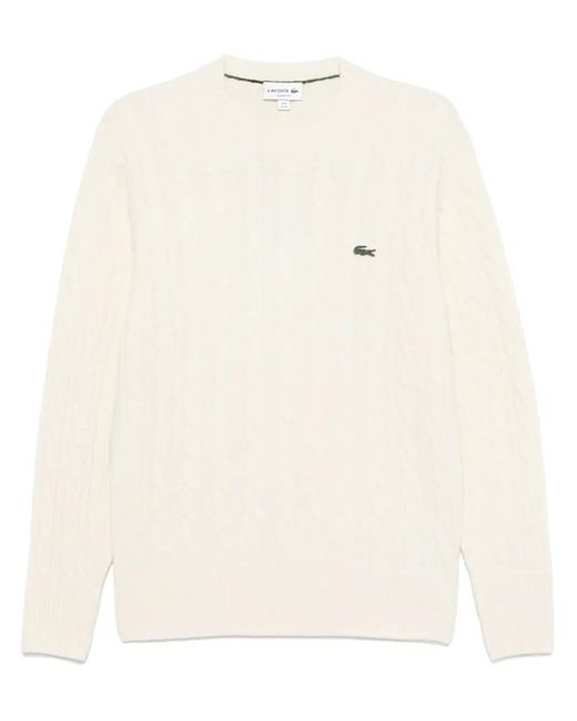 Lacoste Pullover Mit Zopfmuster in Natural für Herren