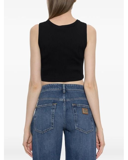 Dolce & Gabbana Black Ribbed Cropped Top