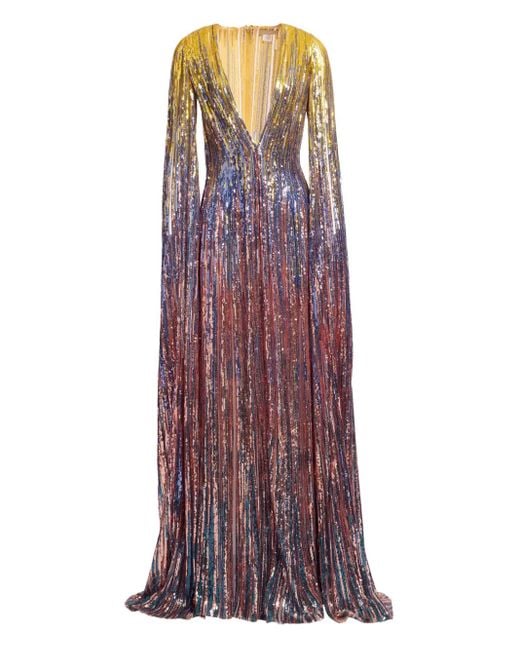 Elie Saab Purple Maxikleid mit Pailletten