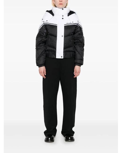 Karl Lagerfeld Black Colour Block Design Down Jacket