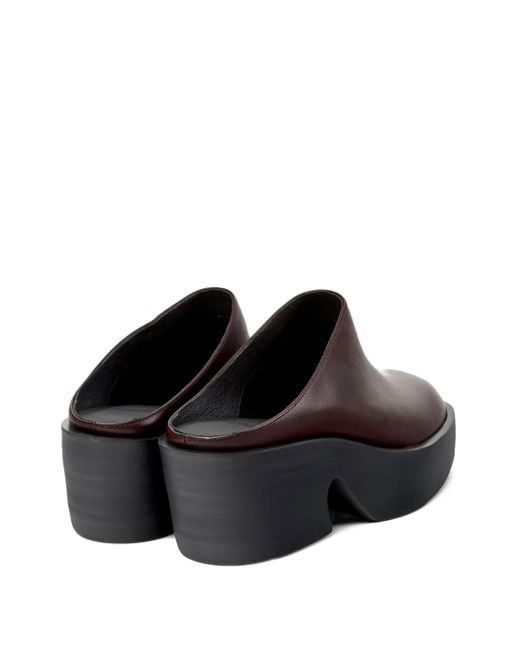 Camper Brown Billie Platform Leather Mules