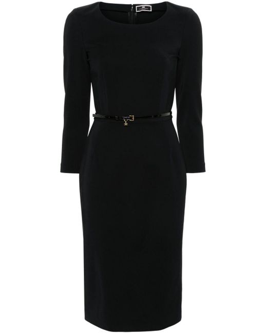 Elisabetta Franchi Midi-jurk Met Ceintuur in het Black