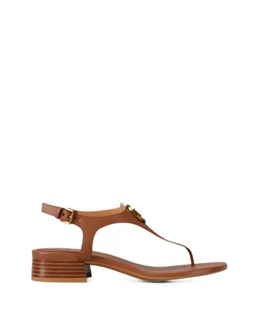 Michael Kors Brown Mckenzie Logo-Plaque Sandals