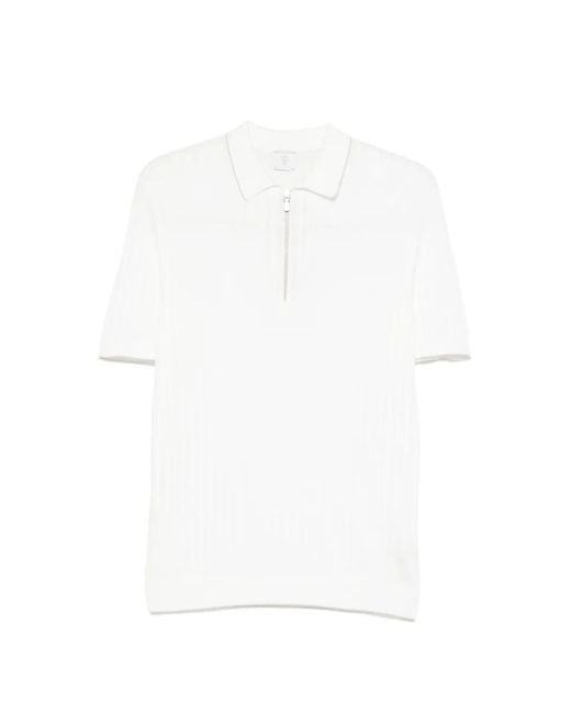 Eleventy White Polo À Col Zippé for men