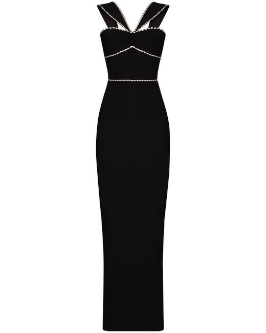 Rasario Black Crystal-detail Maxi Dress