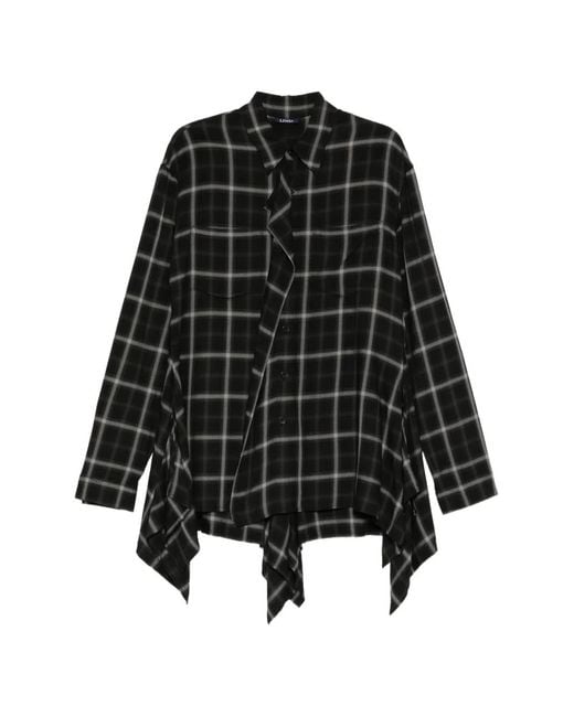 Limi Feu Black Plaid Flared Panel Shirt