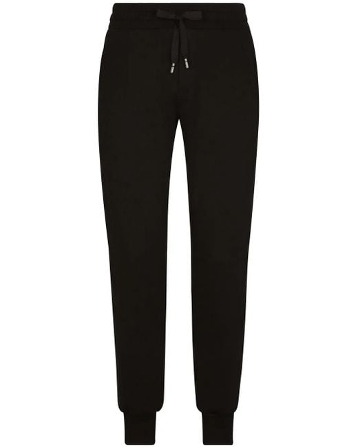 Dolce & Gabbana Black Pantalone jogging Con Placca for men
