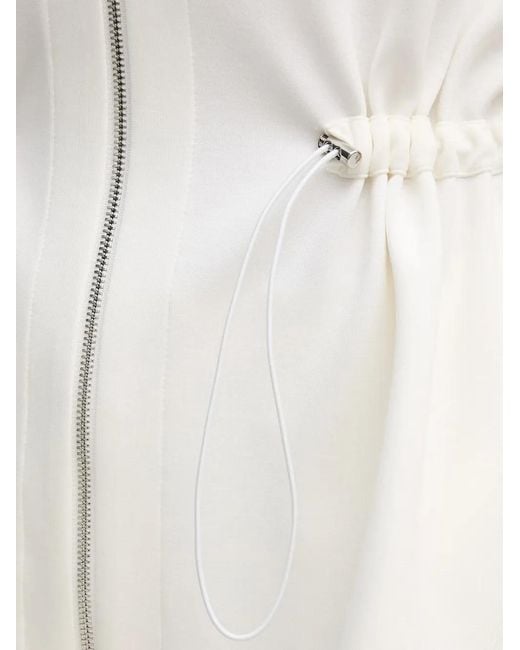 Joseph Ribkoff White Drawstring-Waist Zip-Up Jacket
