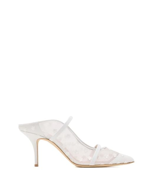 Malone Souliers White Mules À Appliques Fleurs À Bride
