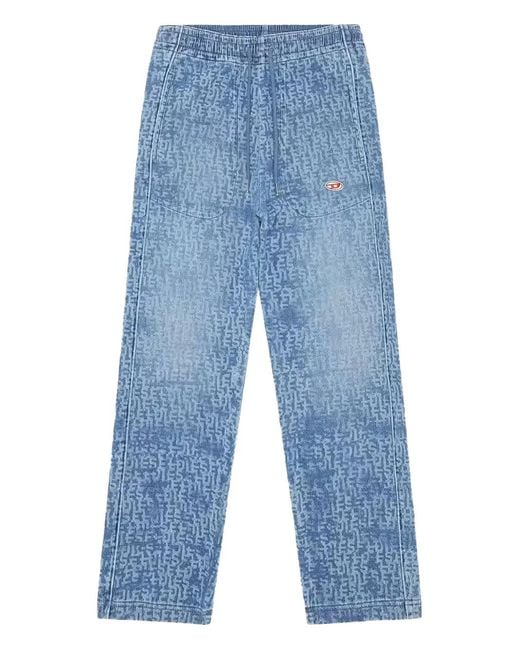 DIESEL Blue D-Martians-Ne Logo-Patch Track Pants for men