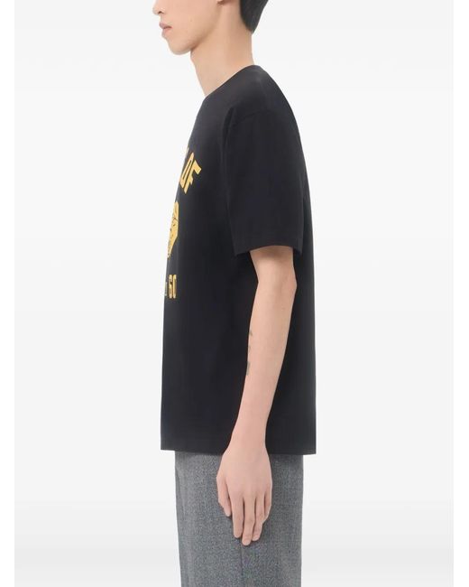 Valentino Garavani Black T-Shirt En Coton Imprimé Panthère for men