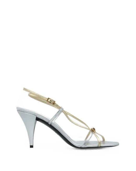 Versace White Valentina Metallic Leather Sandals 80 Mm