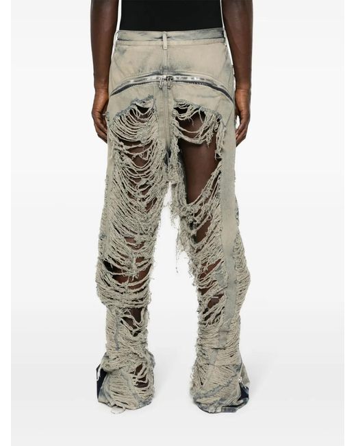 Rick Owens Gray Distressed-Finish Slim-Cut Jeans for men
