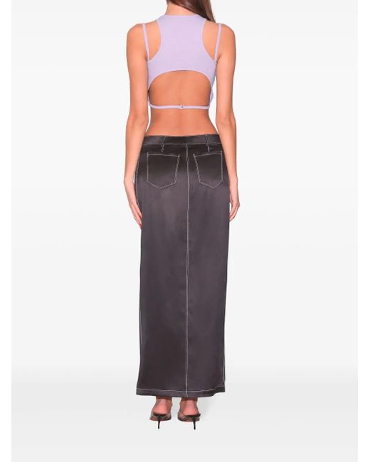 Fleur du Mal Black Silk Maxi Skirt