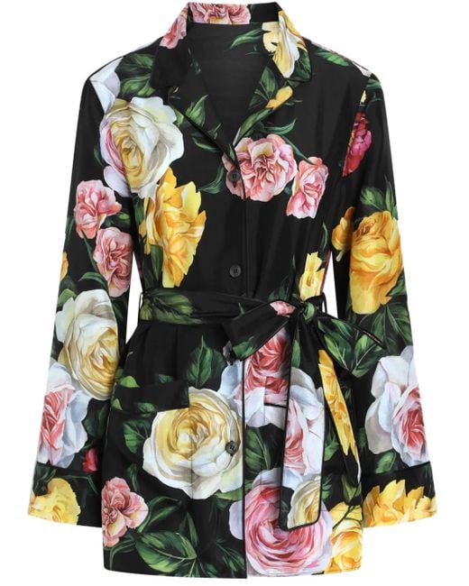 Dolce & Gabbana Black Rose Print Shirt