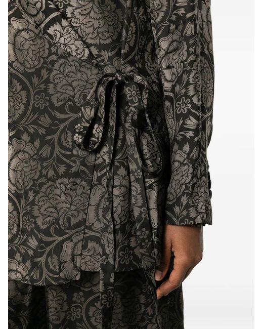 Uma Wang Black Khloe Floral-Print Tie Jacket
