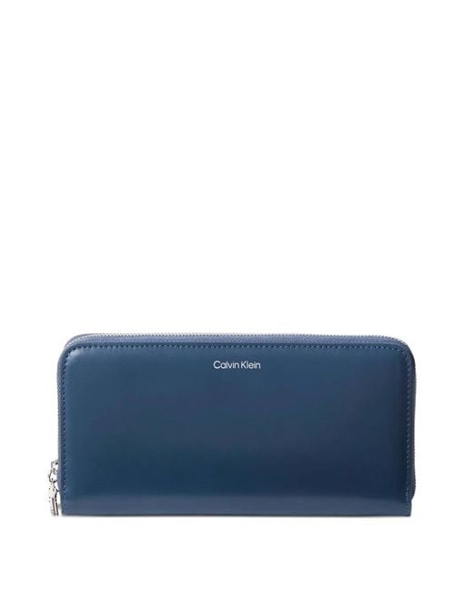 Calvin Klein Blue Logo-Detail Zip-Around Wallet