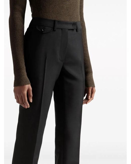 Bally Black Pressed-Crease Mohair Tailored Trousers