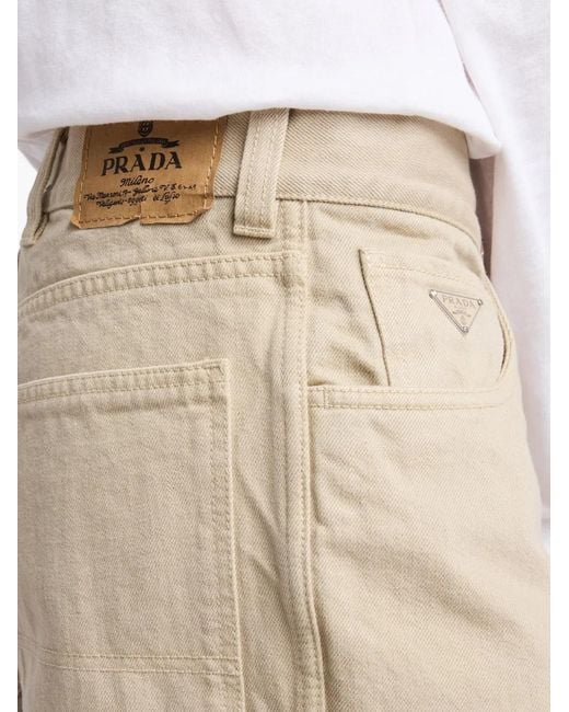 Prada Natural Logo-Plaque Straight-Leg Jeans for men