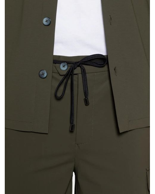 DISTRETTO 12 Green Drawstring Cargo Shorts for men